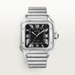 Santos de Cartier Large 39.8mm Steel Blue Crown Black Dial Steel Bracelet Self-Winding Watch