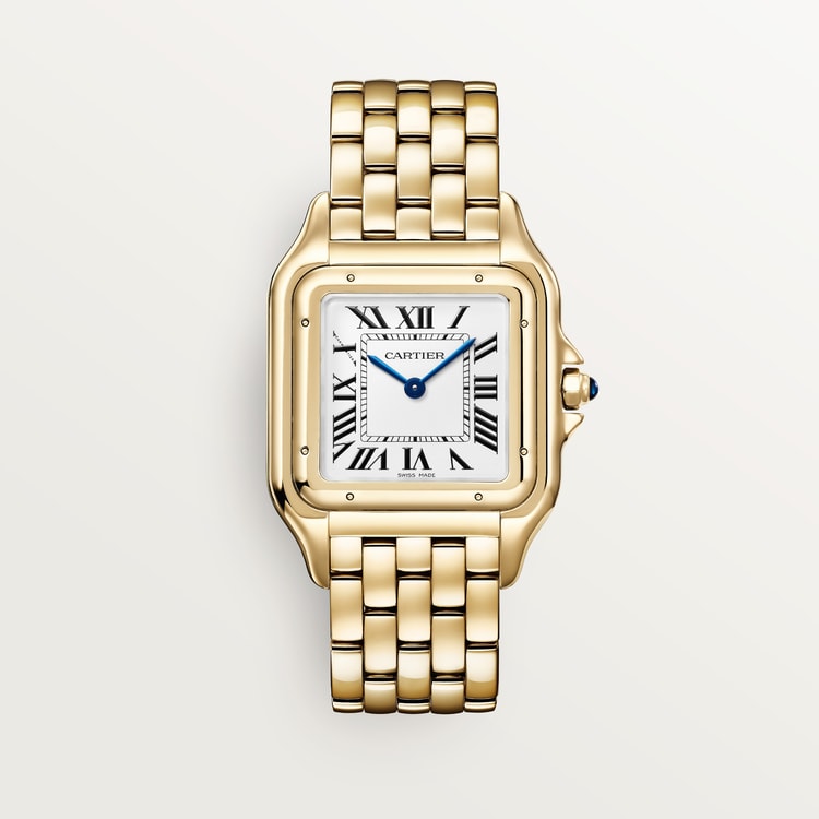 Panthère de Cartier Large 42mm x 31mm Yellow Gold Blue Crown Silvered Dial Yellow Gold Bracelet Quartz Watch