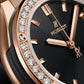 Classic Fusion King Gold Diamond Black Dial Rubber Strap Watch 33MM