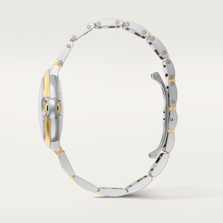 Ballon Bleu 33mm Steel Yellow Gold Automatic Silver Guilloché Dial Two-Tone Bracelet Watch