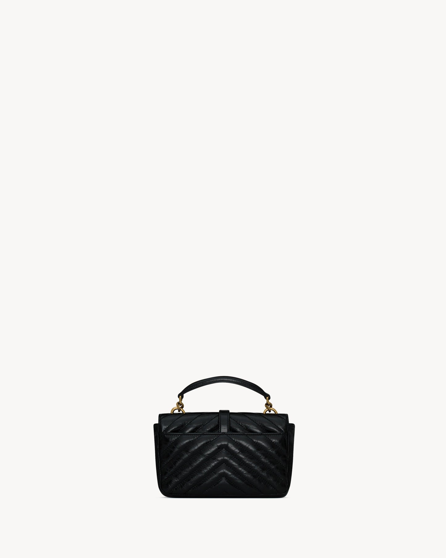 Saint Laurent College Mini Chain Bag In Shiny Crackled Leather