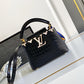 Capucines Mini Taurillon Leather Python Trim Top Handle Bag