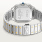 Santos de Cartier Medium 35.1mm Steel Yellow Gold Diamond Bezel Blue Crown Golden Sunray Dial Steel Bracelet Automatic Watch