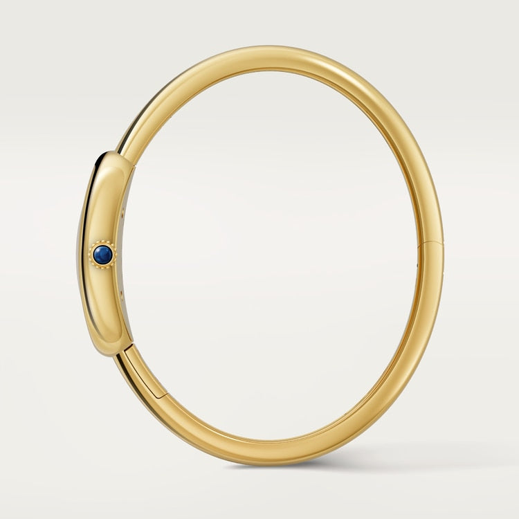 Baignoire Small 31.4mm x 23.1mm Yellow Gold Beaded Crown Sapphire Cabochon Silvered Dial Yellow Gold Bracelet Quartz Watch