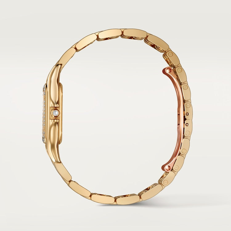 Panthère de Cartier Small 30.3mm x 22mm Yellow Gold Diamond Bezel Diamond Crown Golden Dial Yellow Gold Bracelet Quartz Watch