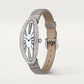 Baignoire Allongée Medium 47mm x 21mm White Gold Diamond Beaded Crown Silvered Dial Gray Alligator Strap Watch