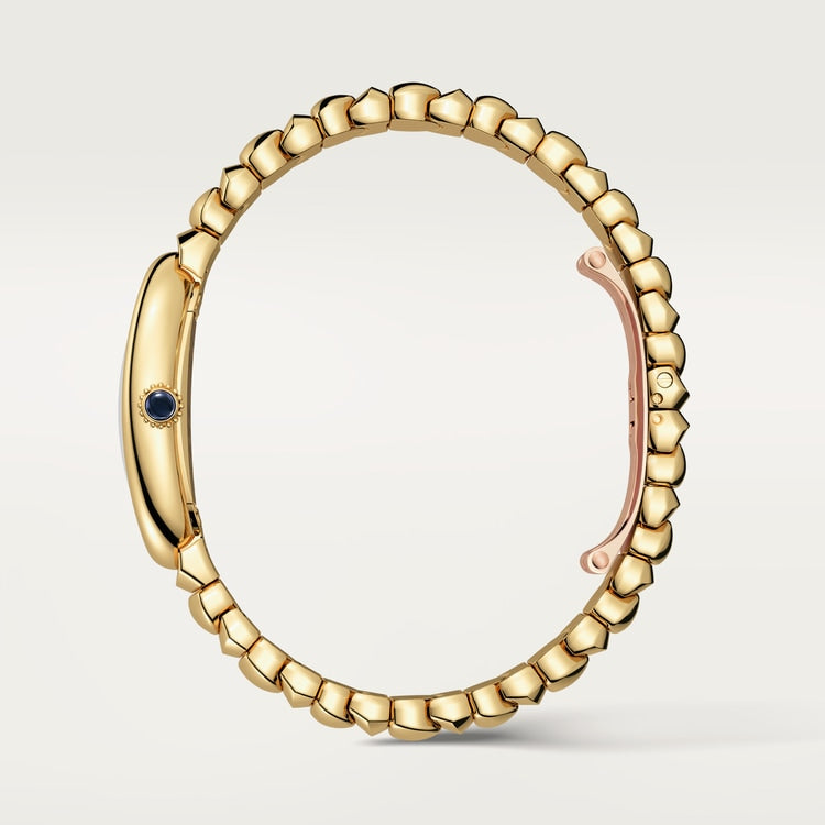 Baignoire Small 31.4mm x 23.09mm Yellow Gold Beaded Crown Silvered Dial Yellow Gold Bracelet Quartz Watch