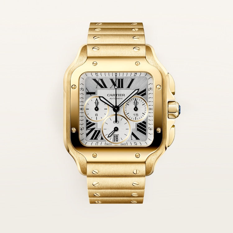 Santos Large 47mm x 39.8mm Yellow Gold Satin-Finish Dial Yellow Gold Bracelet Self-Winding Watch