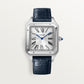 Santos-Dumont Extra-Large 46.6mm x 33.9mm Steel Silvered Satin-Finish Dial Navy Blue Alligator Strap Manual-Winding Watch