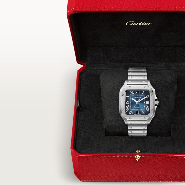 Santos de Cartier Large 39.8mm Steel Graduated Blue Dial Steel Bracelet Self-Winding Watch