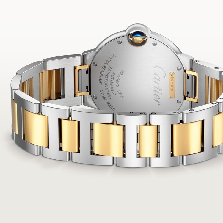 Ballon Bleu 36mm Steel Gold Automatic Silver Guilloché Dial Two-Tone Strap Watch