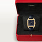 Santos-Dumont Large 43.5mm x 31.4mm Yellow Gold Blue Satin-Brushed Dial Alligator Strap Quartz Watch