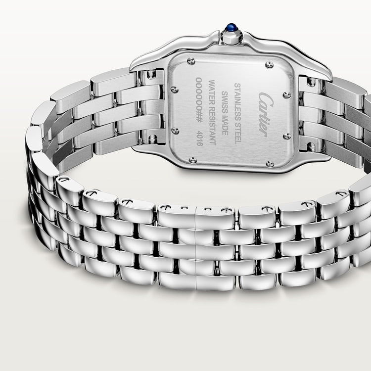Panthère de Cartier Medium 27mm x 37mm Steel Blue Crown Silvered Dial Steel Bracelet Quartz Watch