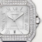 Santos de Cartier Large 47.5mm White Gold Diamond Bezel Silvered Sunray Dial Alligator Strap Self-Winding Watch