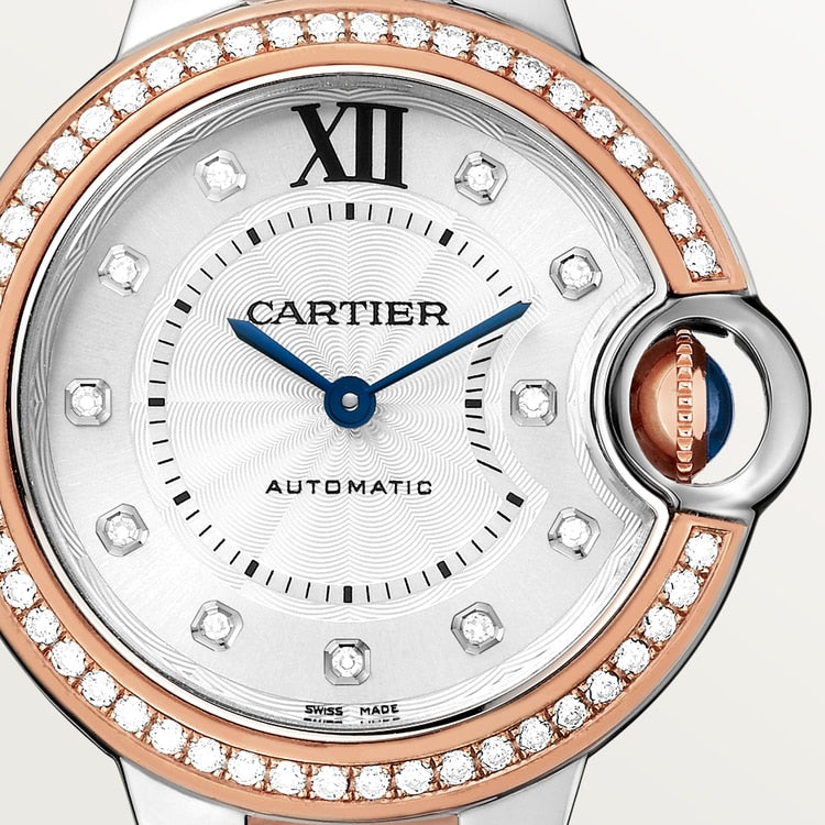Ballon Bleu 33mm Steel Rose Gold Diamond Bezel Flinqué Dial Two-Tone Bracelet Automatic Watch