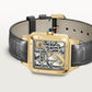 Santos-Dumont Large 43.5mm x 31.4mm Yellow Gold Skeleton Dial Alligator Strap Self-Winding Watch