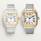 Santos de Cartier Large 39.8mm Steel Yellow Gold Bezel Silvered Opaline Dial Steel Bracelet Self-Winding Watch