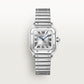 Santos de Cartier Small 34.5mm x 27mm Steel Blue Crown Silver Sunray Dial Steel Bracelet Quartz Watch