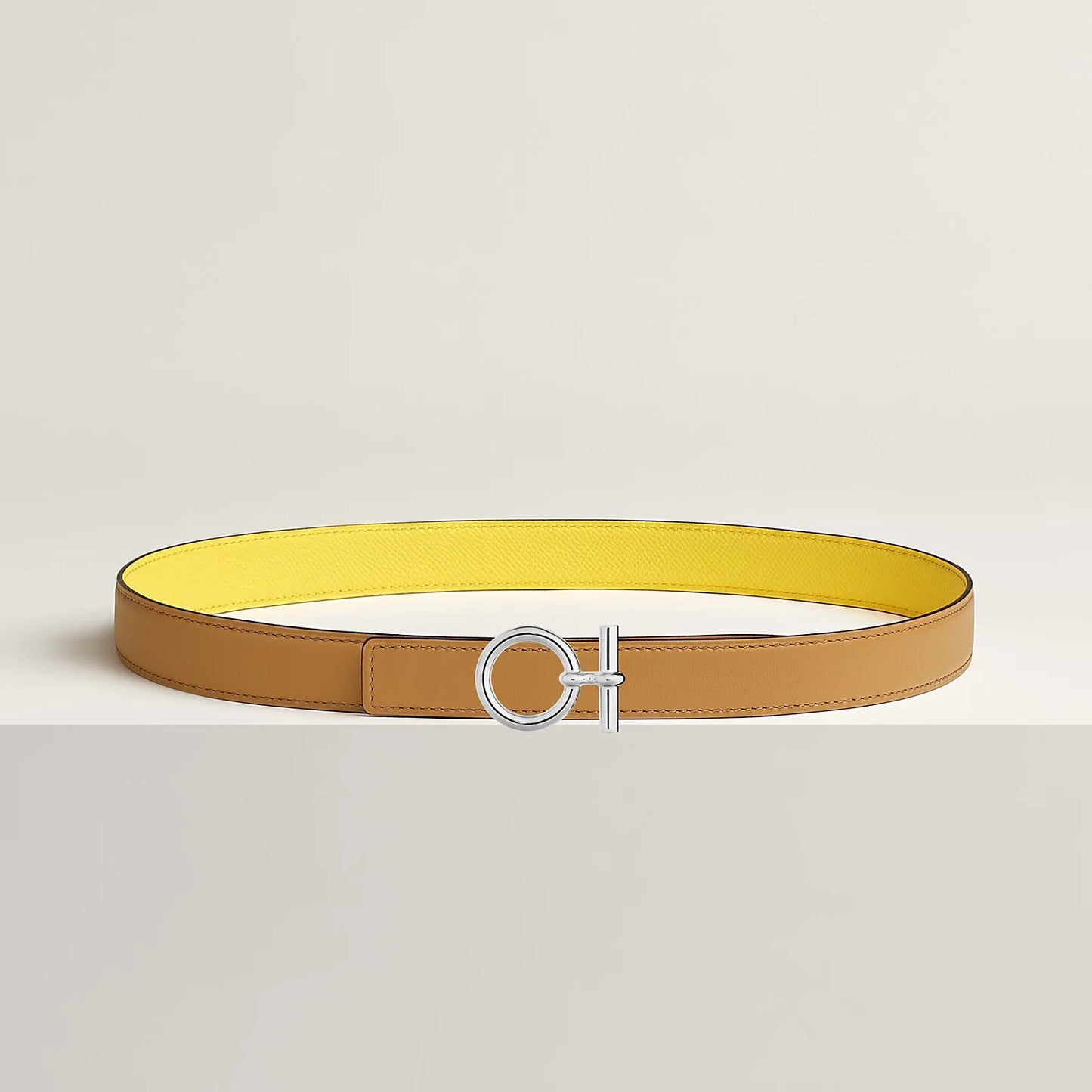 NATUREL SABLE / ORANGE FIELD - SÉSAME / VERT CYPRÈS   FLOT BELT BUCKLE & REVERSIBLE LEATHER STRAP 24 MM