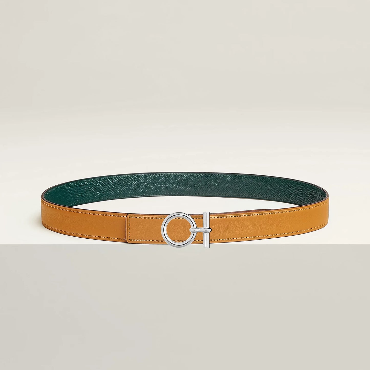 NATUREL SABLE / ORANGE FIELD - SÉSAME / VERT CYPRÈS   FLOT BELT BUCKLE & REVERSIBLE LEATHER STRAP 24 MM