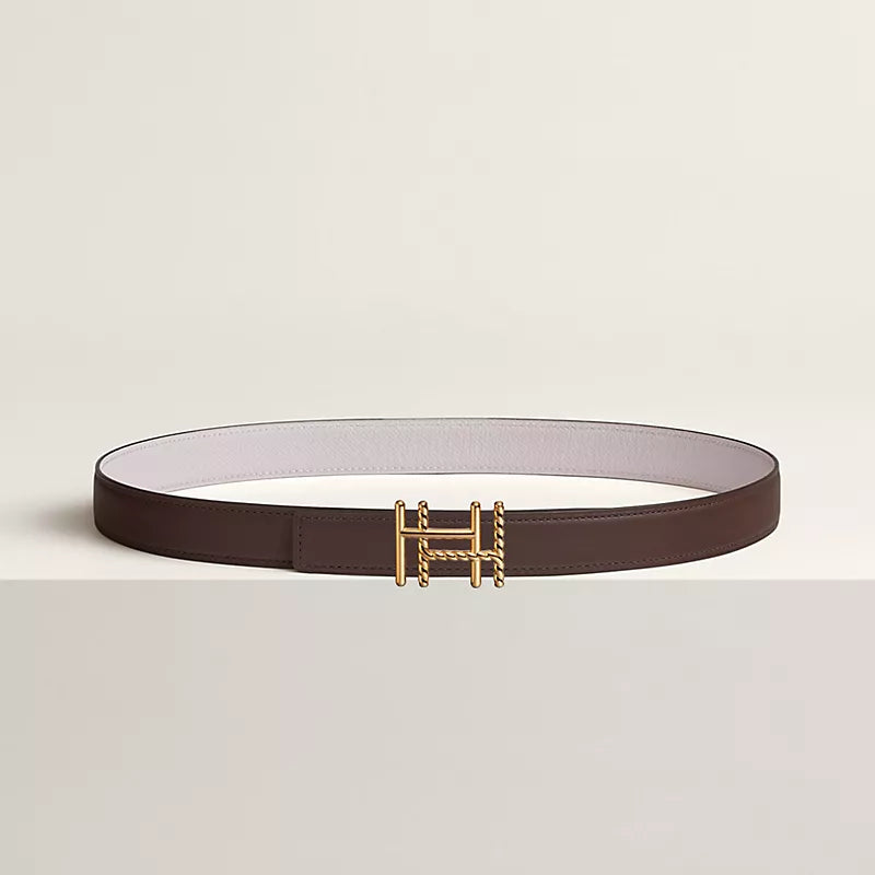 H au Carre Twist Belt Buckle & Reversible Leather Strap 24 MM
