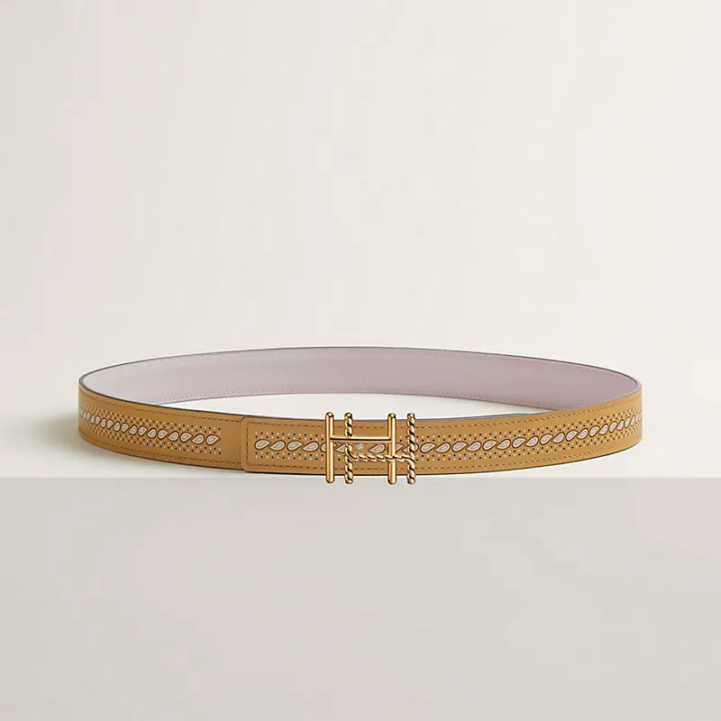 H au Carre Twist Belt Buckle & Reversible Leather Strap 24 MM