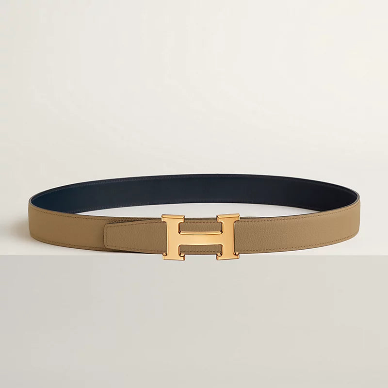 H Belt Buckle & Reversible Leather Strap 32 MM