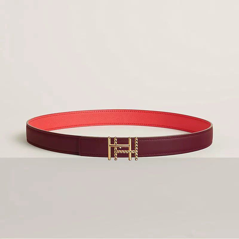H au Carre Twist Belt Buckle & Reversible Leather Strap 24 MM