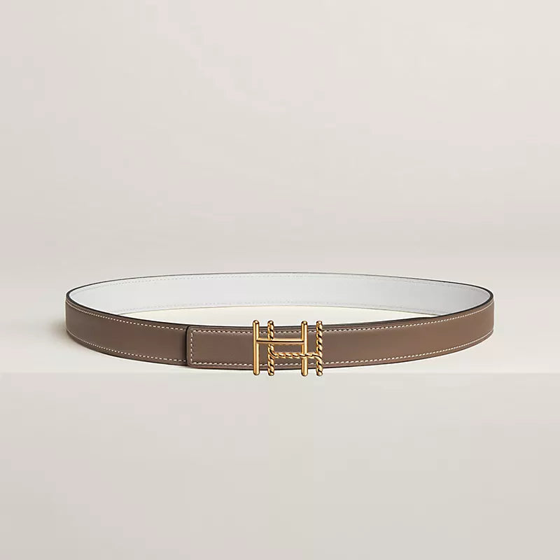 H au Carre Twist Belt Buckle & Reversible Leather Strap 24 MM