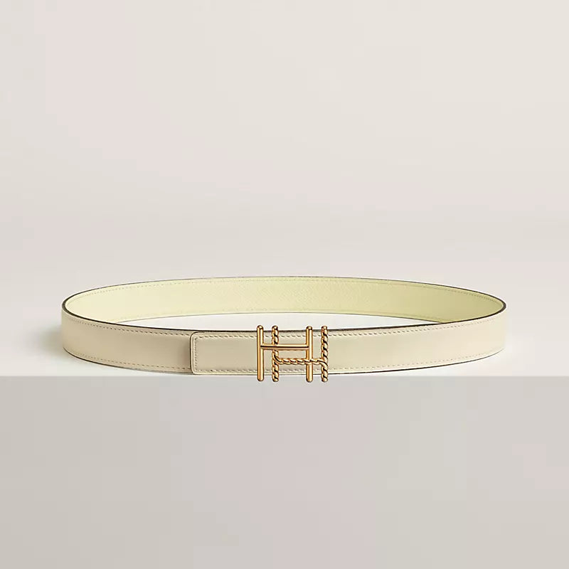 H au Carre Twist Belt Buckle & Reversible Leather Strap 24 MM