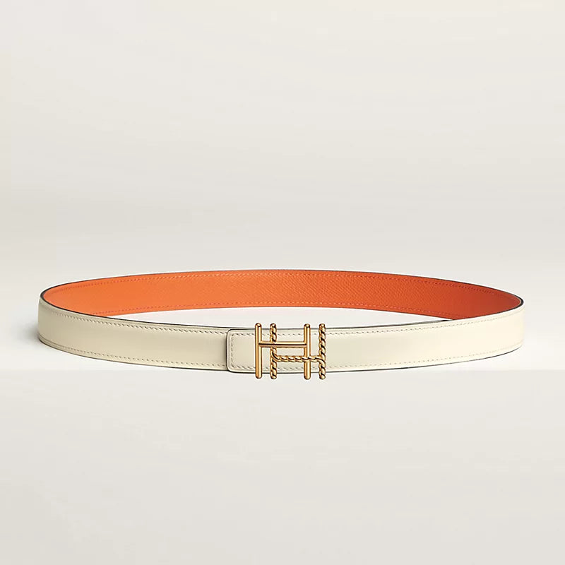 H au Carre Twist Belt Buckle & Reversible Leather Strap 24 MM