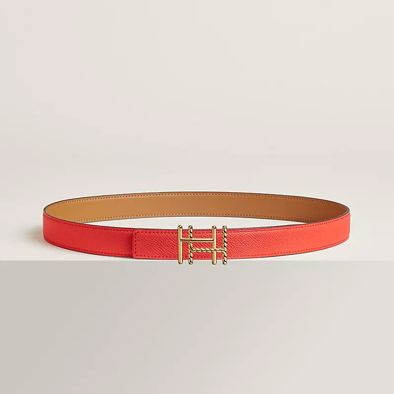 H au Carre Twist Belt Buckle & Reversible Leather Strap 24 MM