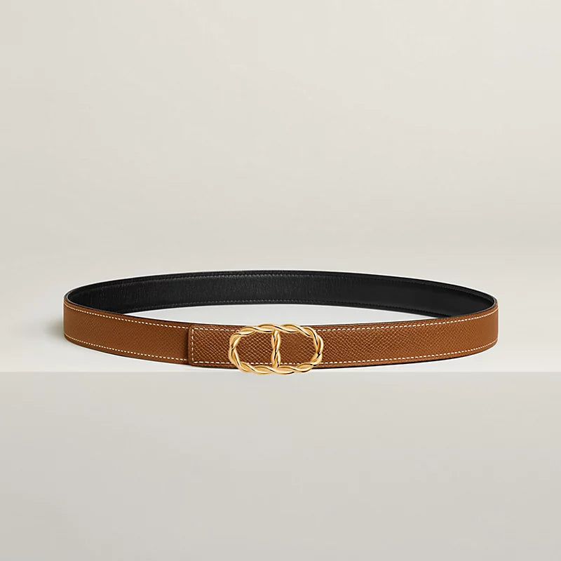 Maillon Torsade Belt Buckle & Reversible Leather Strap 24 MM