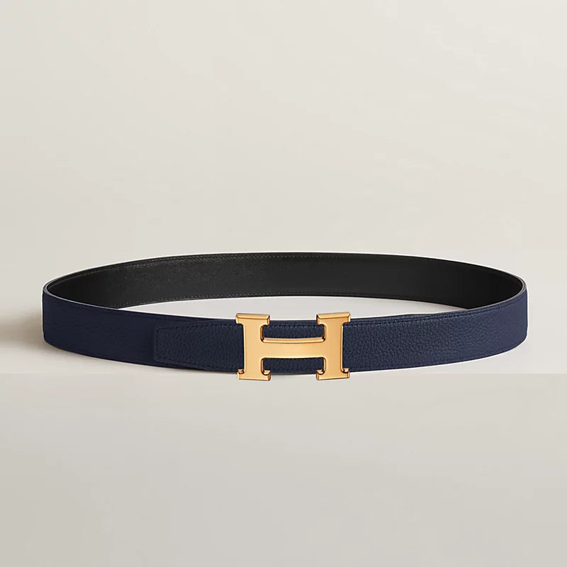 H Belt Buckle & Reversible Leather Strap 32 MM