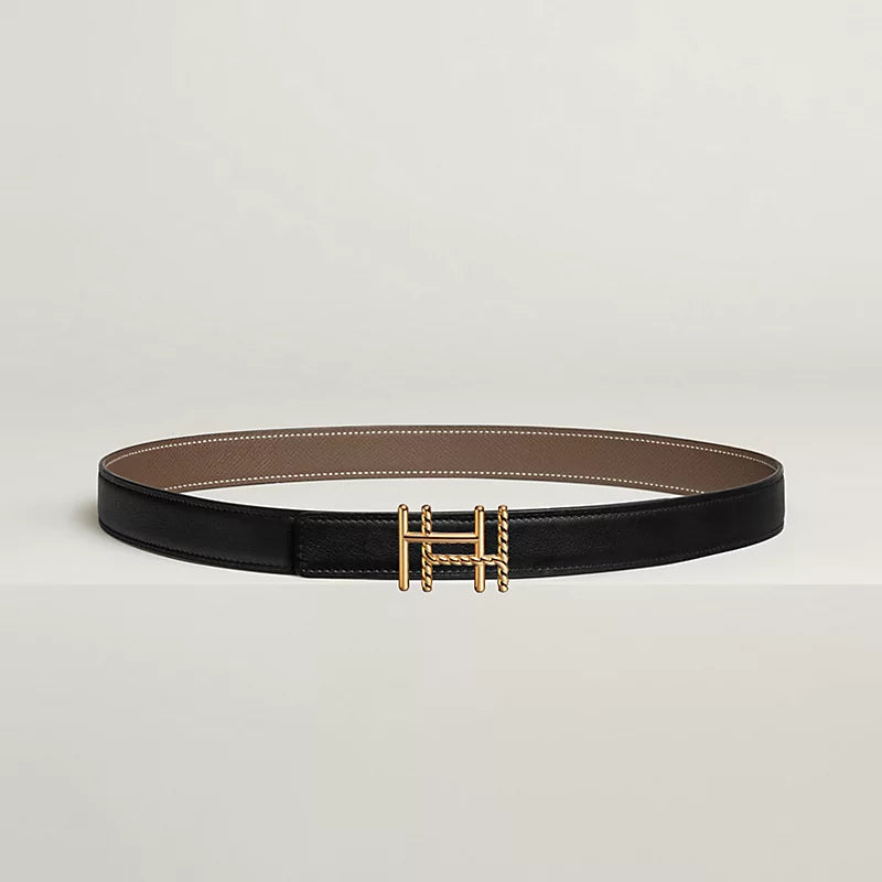 H au Carre Twist Belt Buckle & Reversible Leather Strap 24 MM