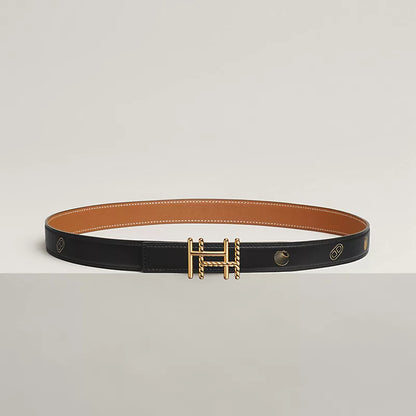 H au Carre Twist Belt Buckle & Reversible Leather Strap 24 MM