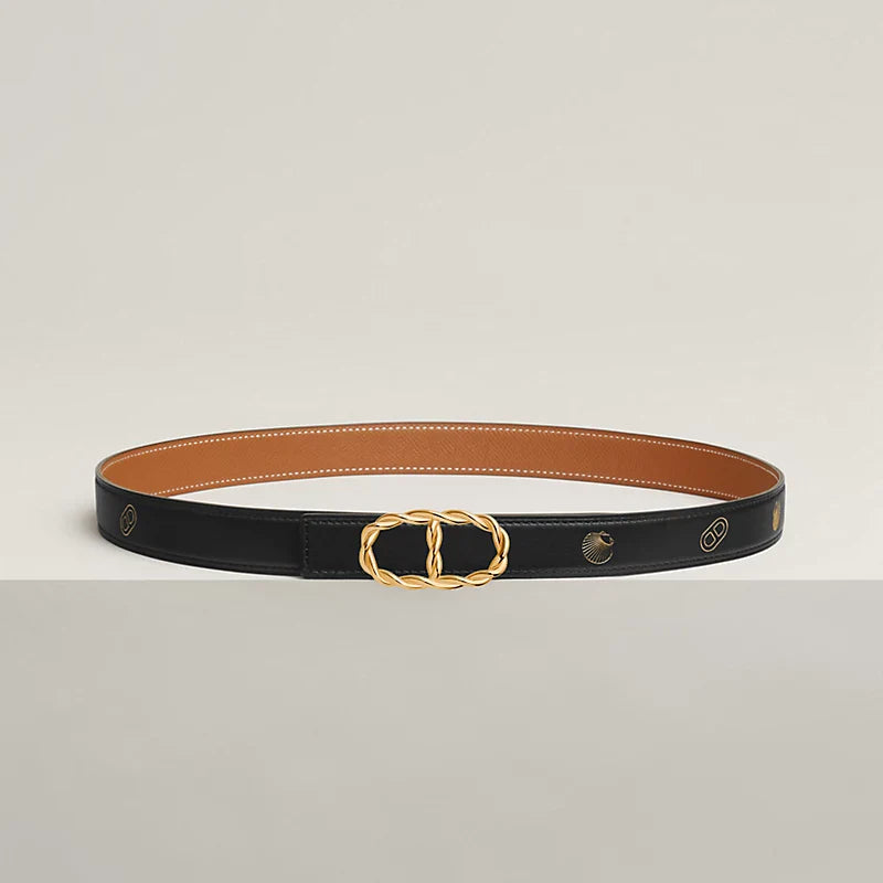 Maillon Torsade Belt Buckle & Reversible Leather Strap 24 MM
