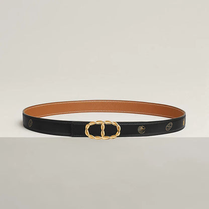 Maillon Torsade Belt Buckle & Reversible Leather Strap 24 MM