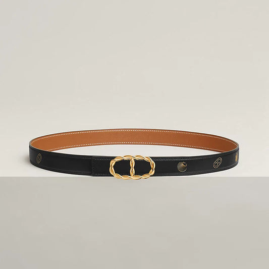 Maillon Torsade Belt Buckle & Reversible Leather Strap 24 MM