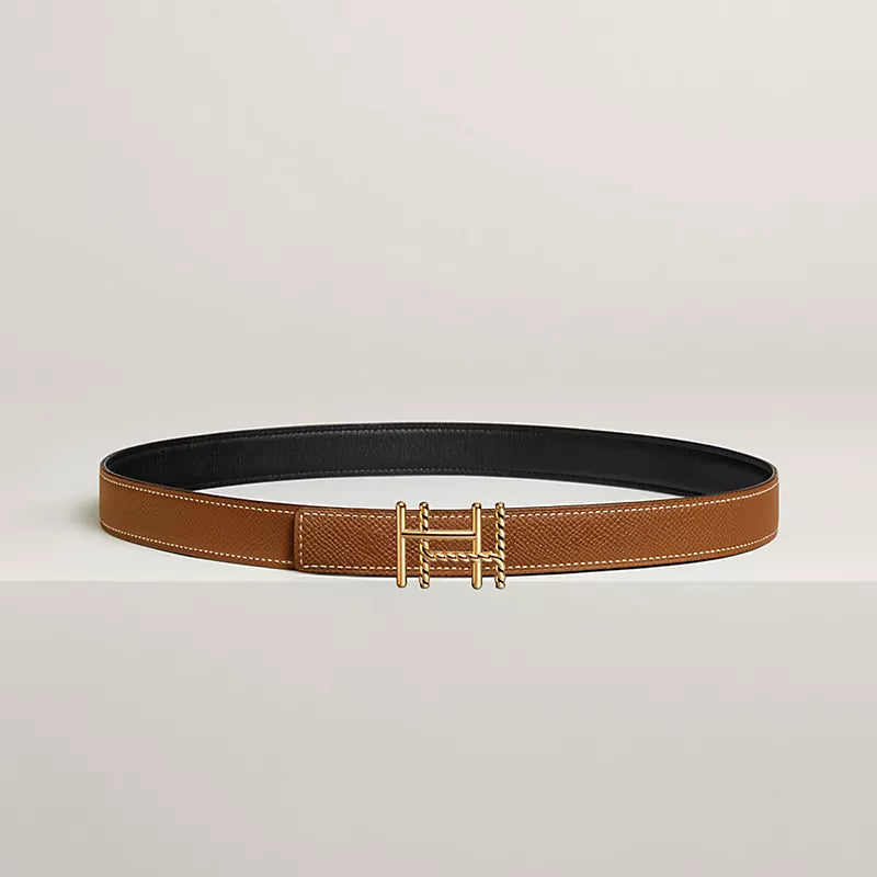 H au Carre Twist Belt Buckle & Reversible Leather Strap 24 MM