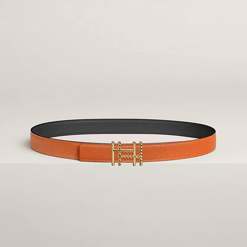 H au Carre Twist Belt Buckle & Reversible Leather Strap 24 MM