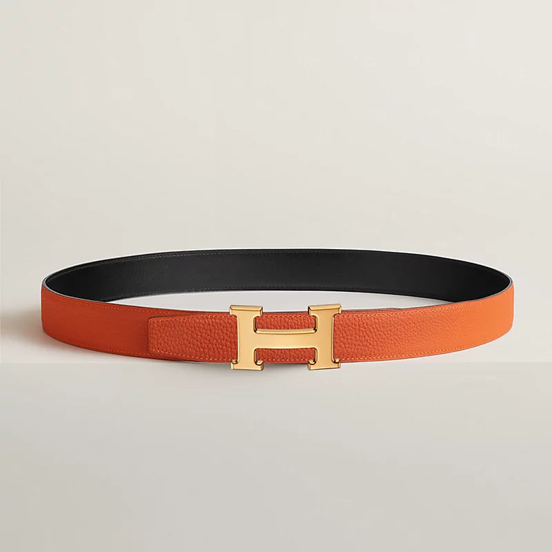 H Belt Buckle & Reversible Leather Strap 32 MM