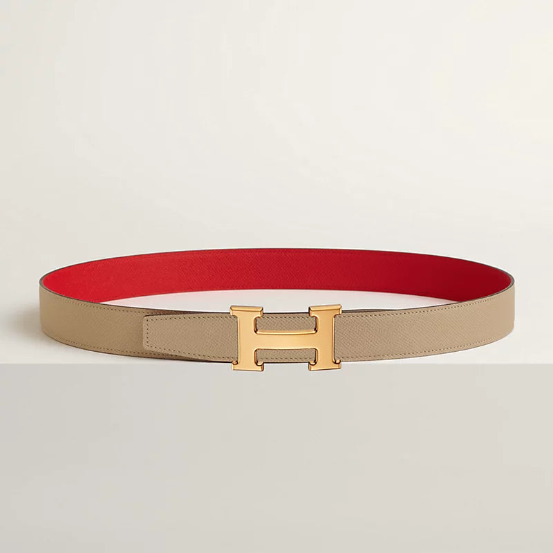 H Belt Buckle & Reversible Leather Strap 32 MM