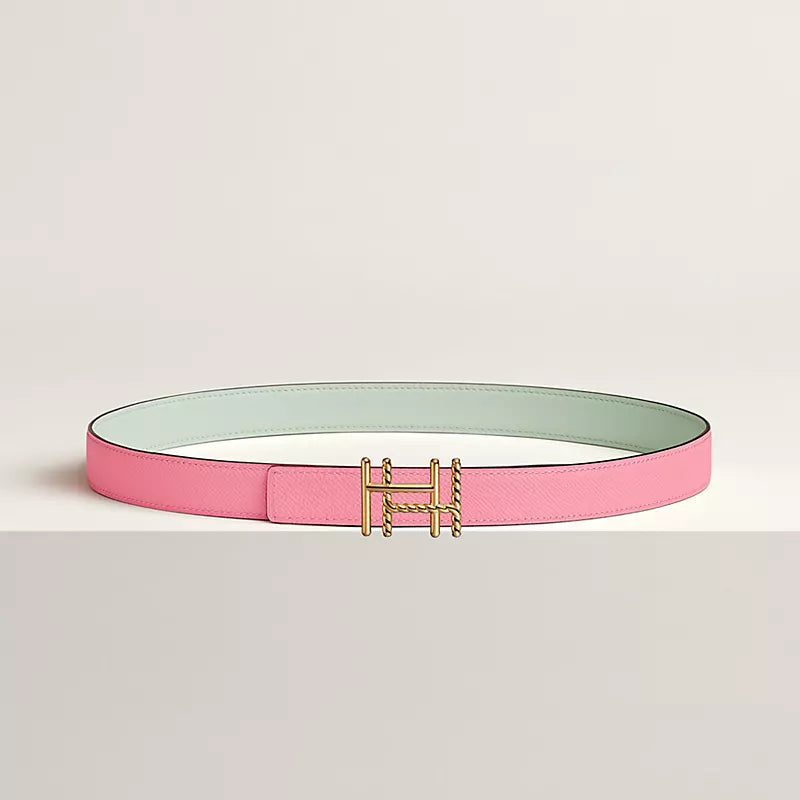 H au Carre Twist Belt Buckle & Reversible Leather Strap 24 MM