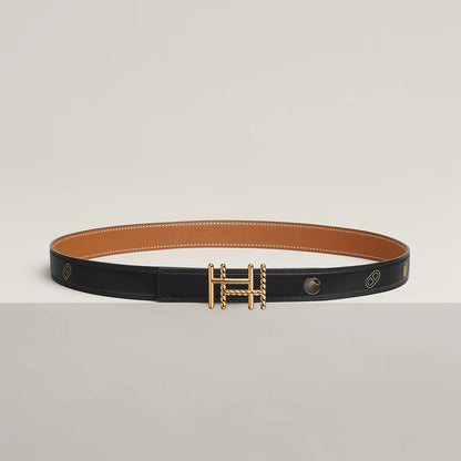 H AU CARRE TWIST BELT BUCKLE & REVERSIBLE LEATHER STRAP 24 MM