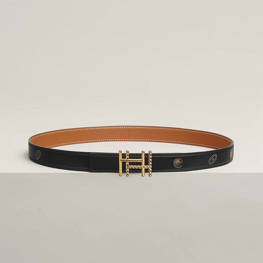 H AU CARRE TWIST BELT BUCKLE & REVERSIBLE LEATHER STRAP 24 MM