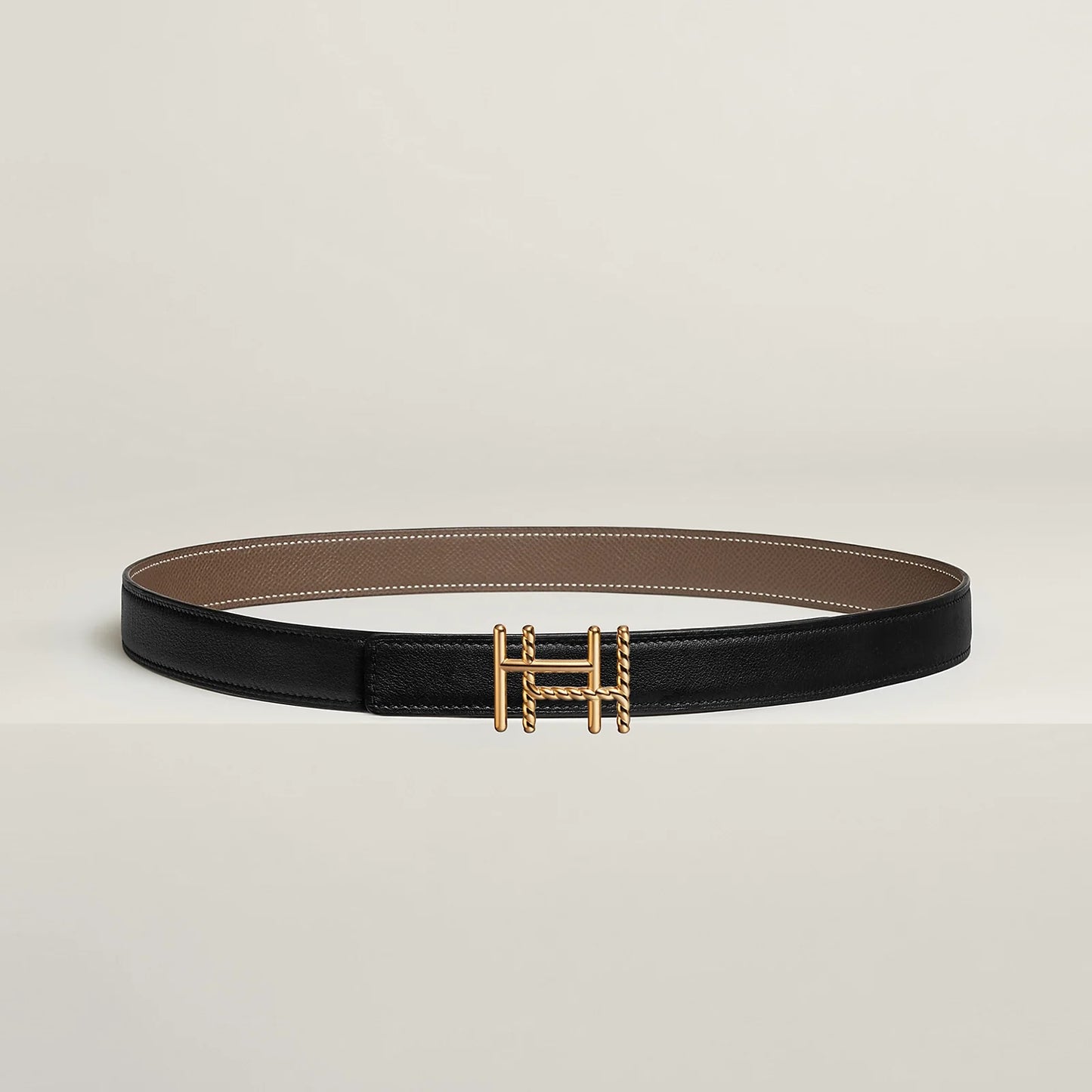 H AU CARRE TWIST BELT BUCKLE & REVERSIBLE LEATHER STRAP 24 MM