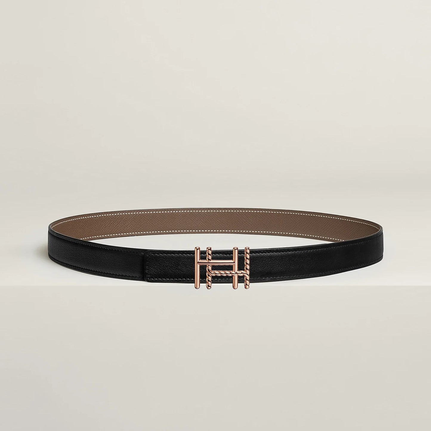 H AU CARRE TWIST BELT BUCKLE & REVERSIBLE LEATHER STRAP 24 MM