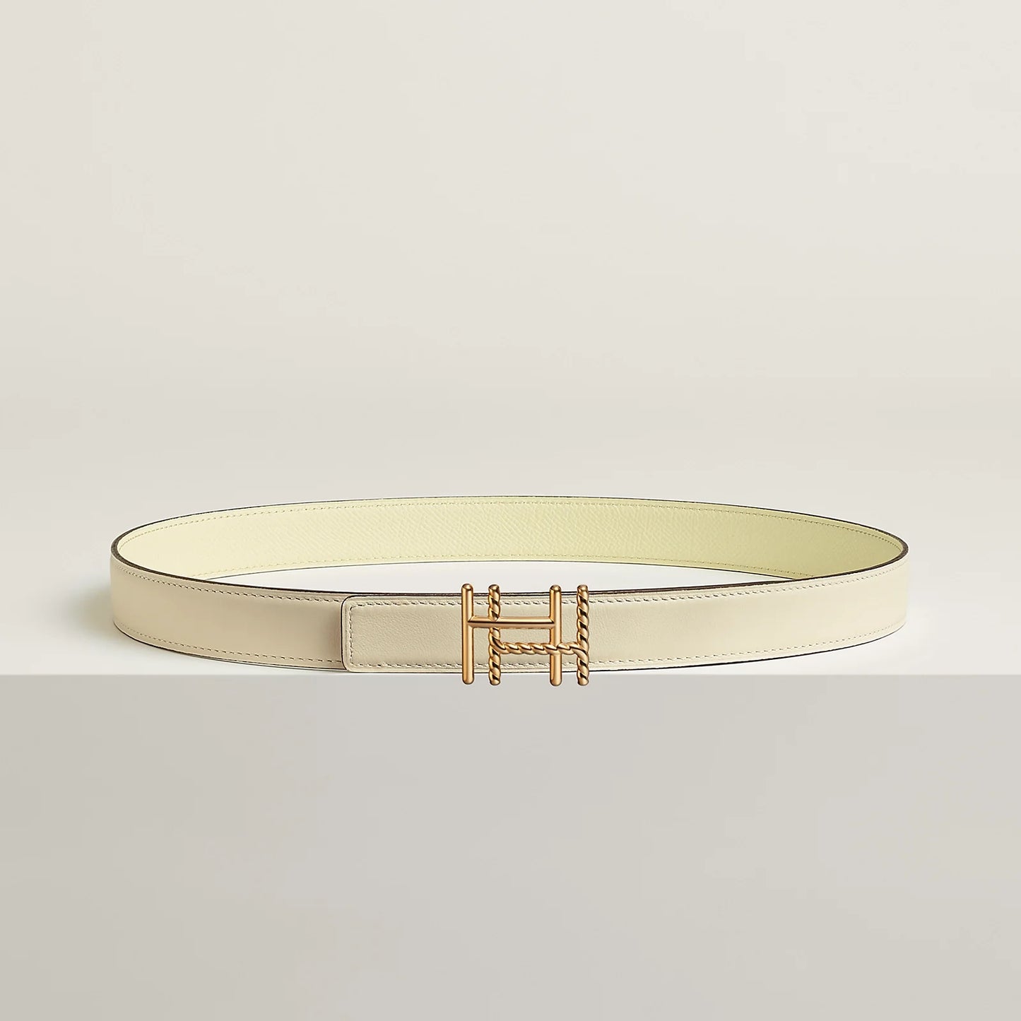 H AU CARRE TWIST BELT BUCKLE & REVERSIBLE LEATHER STRAP 24 MM