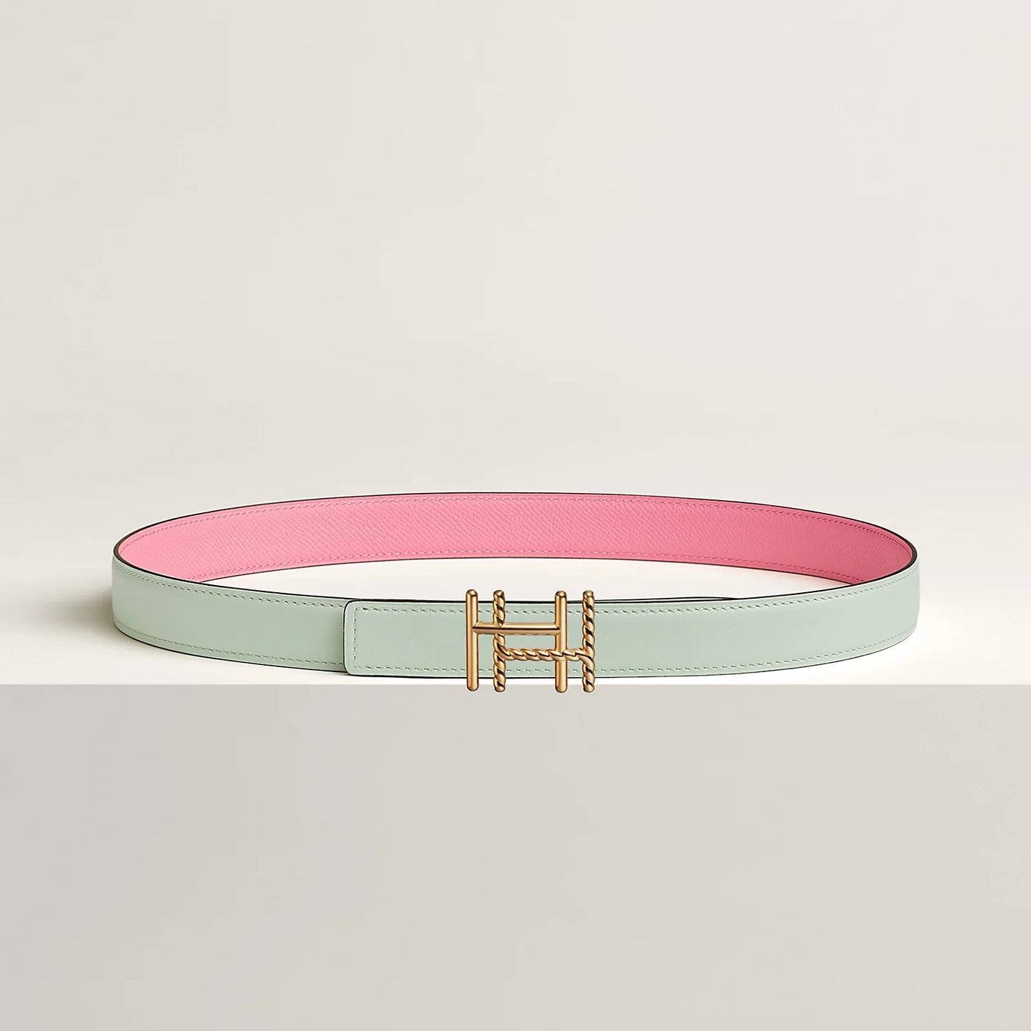 H AU CARRE TWIST BELT BUCKLE & REVERSIBLE LEATHER STRAP 24 MM